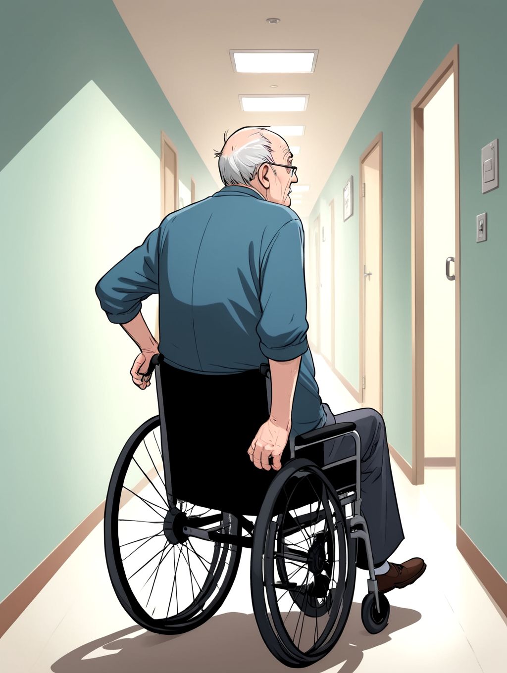 15776-3206435951-detestable old man, skinny chest but big belly in wheelchair looking back to the corridor to escape.jpg